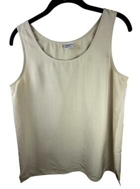 Vtg Accento Marzotto 100%‎ Silk Set Italy Sz 6 Beige Designer Tank Shorts